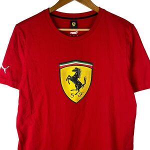 Puma Scuderia Ferrari Mens L Shirt Crest Logo Licensed Formula 1 F1 Red Logo
